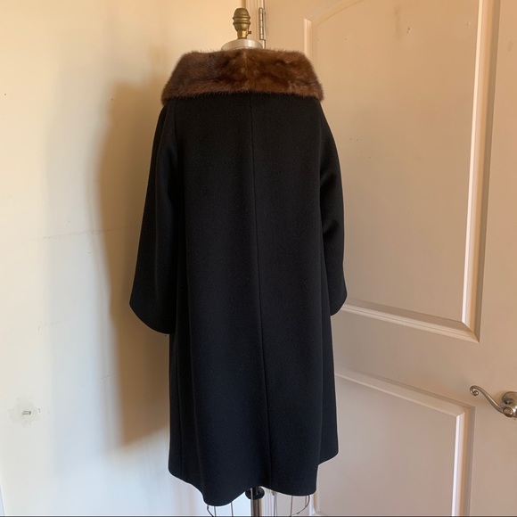 Vintage wool coat mink collar - Picture 2 of 6